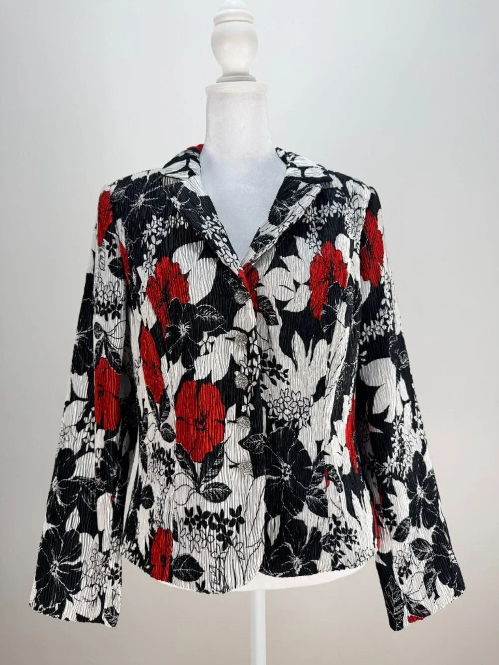 Jackie Jon Womens Floral Print Blazer Jacket Multicolor Size 6 Long Sleeve - Picture 2 of 13